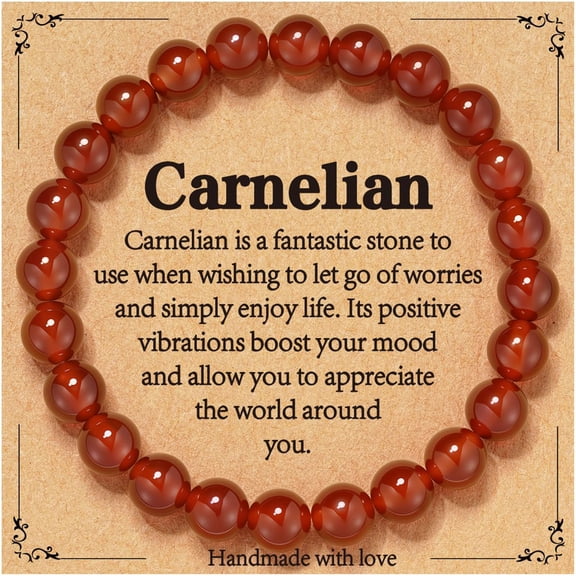 APSVO Red Carnelian Bracelets for Women Natural Stone Crystal Healing Anxiety Stress Relief Protection Bracelet Birthday Mothers Day Graduation Jewelry Gifts Teen Mom Her Age Ideas