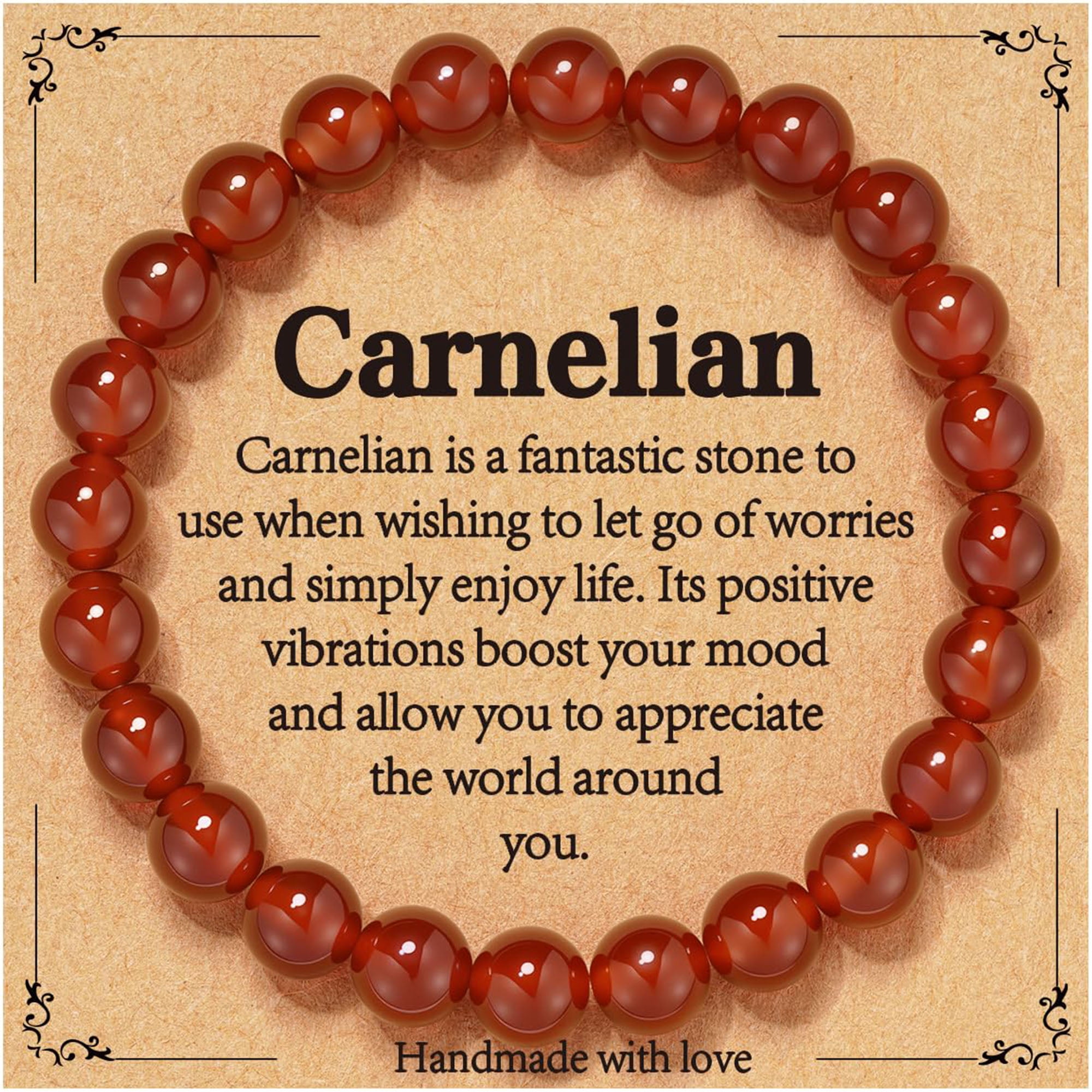 APSVO Red Carnelian Bracelets for Women Natural Stone Crystal Healing Anxiety Stress Relief Protection Bracelet Birthday Mothers Day Graduation Jewelry Gifts Teen Mom Her Age Ideas