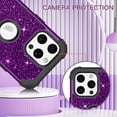 thumbnail image 4 of Casetego for iPhone 15 Pro Case,Fashion Glitter Sparkly Bling 3 in 1 Shockproof Heavy Duty Hybrid Sturdy High Impact Protective Cover for Women Girls,Purple, 4 of 8
