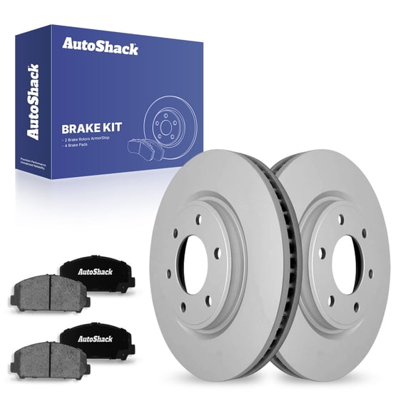 AutoShack Front Brake Rotors & Ceramic Pads for Nissan & INFINITI, TITAN 2007-2010 Armada 2007-2011 QX56 2007-2010, 4WD RWD V8 5.6L - Coated - ArmorStop - 13.77" (349.7 mm), 6-Lug