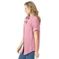 thumbnail image 3 of Woman Within Plus Size Petite Short-Sleeve Button Down Seersucker Shirt, 3 of 6