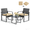 Beige, variant on Lofka 3-Piece Patio Chairs Set with Glass Coffee Table, Outdoor Furniture Set for Garden, Porch, Bistro, Yard, Gray Cushion
