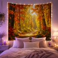 thumbnail image 2 of Sunlit Autumn Forest Path with Fallen Leaves, Nostalgic Rustic for Nature Lovers, Scenic Landscape Wall Art, Housewarming Gift, Tapestry Wall Hanging for Living Room and Bedroom, 2 of 7