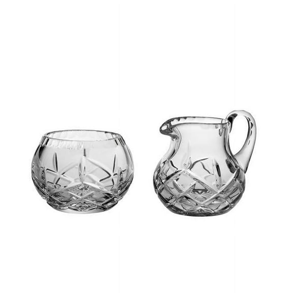 Majestic Gifts PL-142 Hand Cut Mouth Blown Sugar & Creamer- Clear