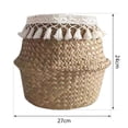 thumbnail image 1 of Cesta de paja tejida natural, cesta de almacenamiento tejida plegable, cesta de paja para plantas, 1 of 8