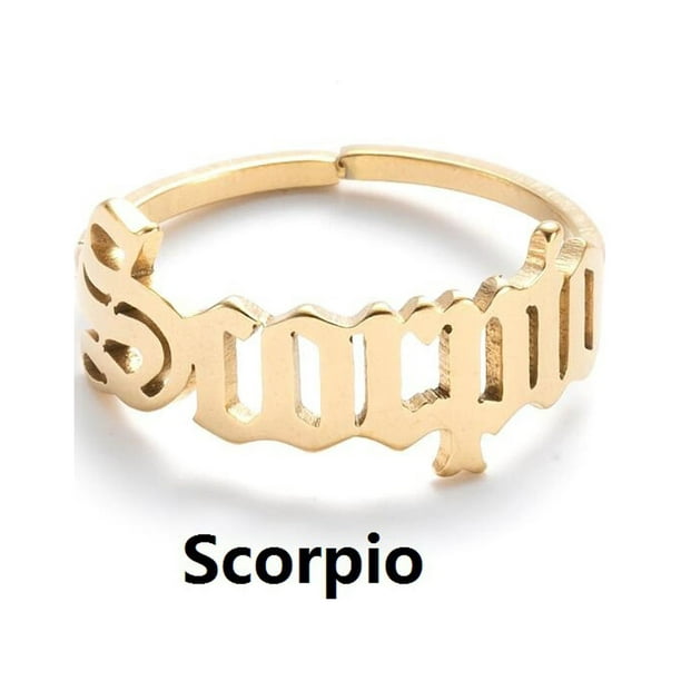 Anillos para mujer, regalos para mujer, aretes de acero inoxidable con apertura de doce letras inglesas