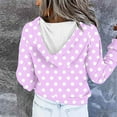 thumbnail image 5 of Brondbend Woman Hoodies Pullover Women Long Sleeved Drawstring Pocket Button Pullover Polka Dot Print Comfortable Oversized Tops Lady Festival Fall Winter Wear Purple, 5 of 5