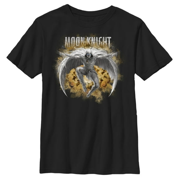 Boy's Marvel: Moon Knight Jumping Into Action Graphic Tee Black X Small