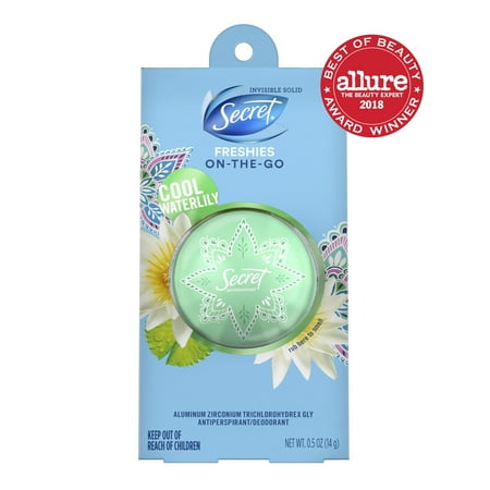 Secret Freshies Invisible Solid Antiperspirant and Deodorant Cool Waterlily Scent 0.5 Oz.