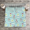 thumbnail image 3 of Ambesonne Funny Quilted Bedspread Set 3 Pcs, Penguin Snowman Ice Floe, Queen Size, Multicolor, 3 of 3