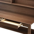 thumbnail image 3 of BALANBO Solid Wood Kids Desk with Hutch and Shelves, Study Computer Desk with Drawers, Extra Large Two Person Study Desk Writing Table, Student Media Desk with Bookshelf for Bedroom,Study Room,Walnut, 3 of 7