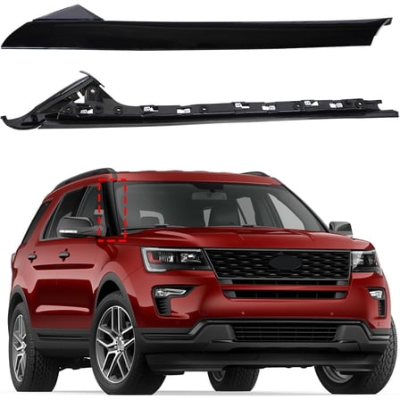YIUIY Right Front Windshield A-Pillar Molding Trim Panel Compatible with Ford Explorer 2011-2019 4 Door Utility Replaces BB5Z7803136AA, BB5Z7803144AA Inner & Outer HTRACING (Gloss Black FRH)