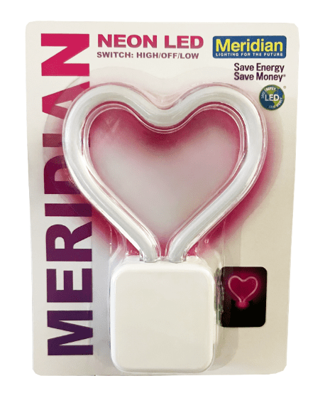 Meridian LED Pink Neon Heart Night Light, 3 Modes, 4.75in by 3.25in