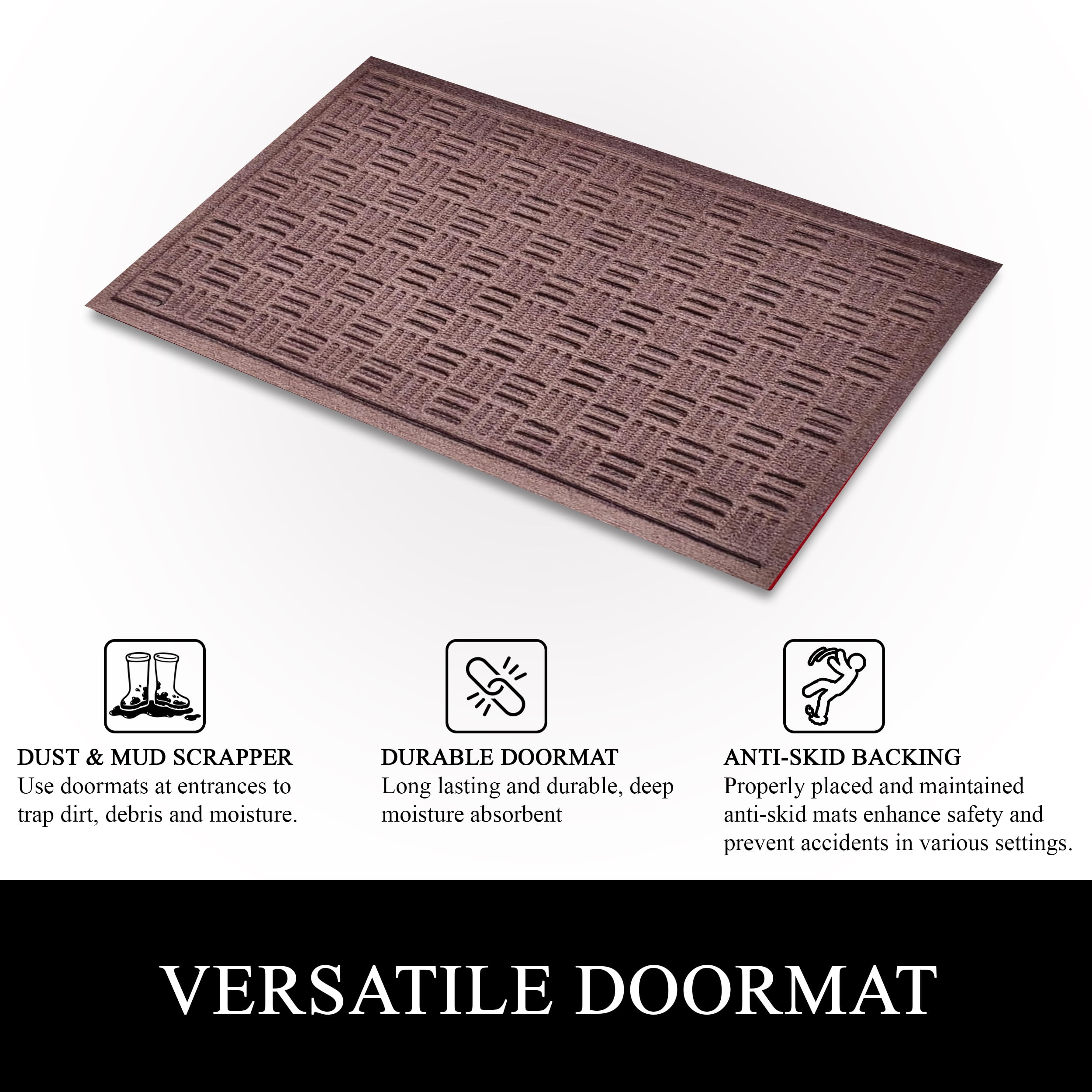 A1HC Indoor Outdoor Mat, Front and Back Entrance Welcome Mats, Front Door Patio Mats 24x36 Inches, Non-Slip Easy Clean Entrance Washable Large Size Doormats, Chocolate Brown