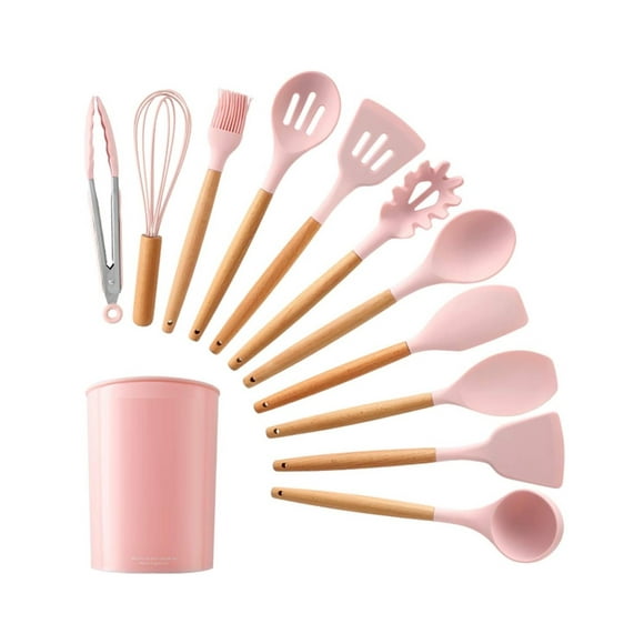 Utensilios de Silicona para Cocina 12pz color Rosa