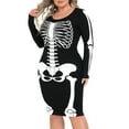 thumbnail image 5 of HDE Plus Size Skeleton Dress Stretchy Long Sleeve Halloween Costume Full Skeleton Front & Back 4X, 5 of 6
