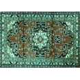 thumbnail image 1 of Ahgly Company Machine Washable Indoor Rectangle Medallion Turquoise Blue Traditional Area Rugs, 5' x 7', 1 of 4