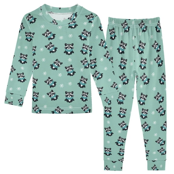Pajama Raccoon Snowflake Cute Comfortable Cotton Two-piece Pajama Set