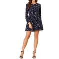 thumbnail image 1 of INSPIRE CHIC Robe Babydoll à Étages pour Femme, Col à Nouer, Superposée, S Bleu Marine, 1 of 6