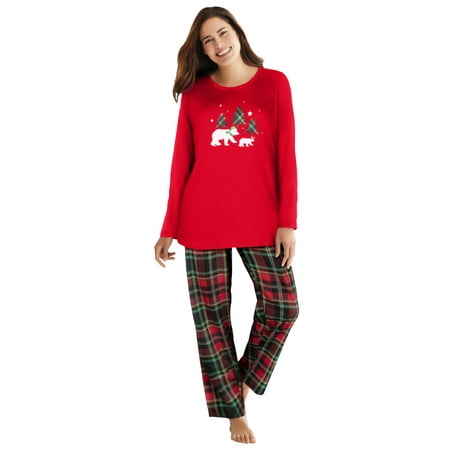 

Dreams & Co. Women s Plus Size Petite Long Sleeve Knit Pj Set Pajamas