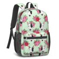 thumbnail image 2 of Bull Terrier and Rose Green Pattern 17" School Backpacks for Teens,Waterproof Oxford Fabric,S-Shape Padded Straps for School,Travel,Hiking,Camping, 2 of 6