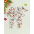 thumbnail image 2 of Halloween Newborn Baby Girl Outfit Long Sleeve Pumpkin Flower Jumpsuit Playsuit Headband 2Pcs Fall Winter Clothes, 2 of 8