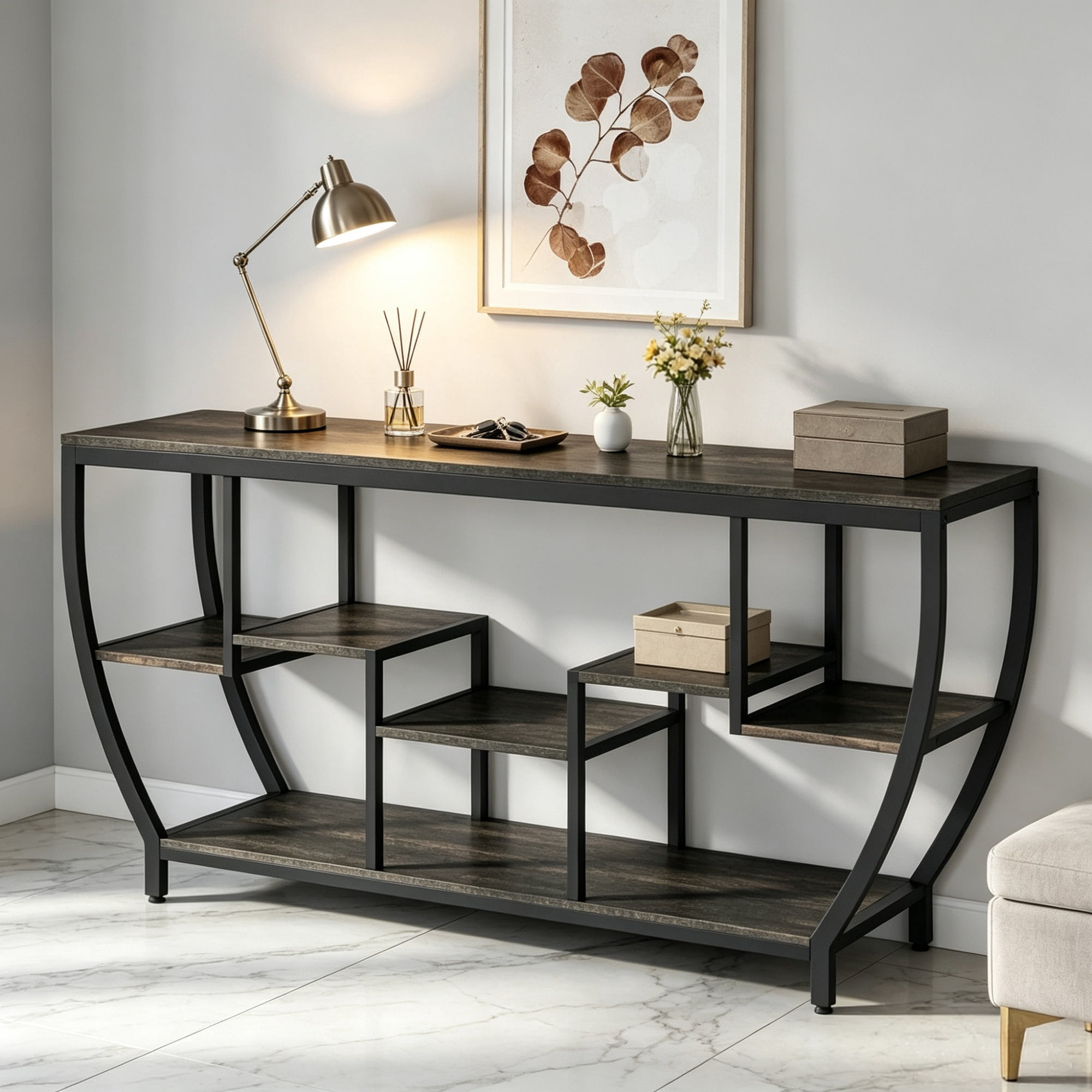 70.9" Entryway Sofa Table with Shelves, Console Table