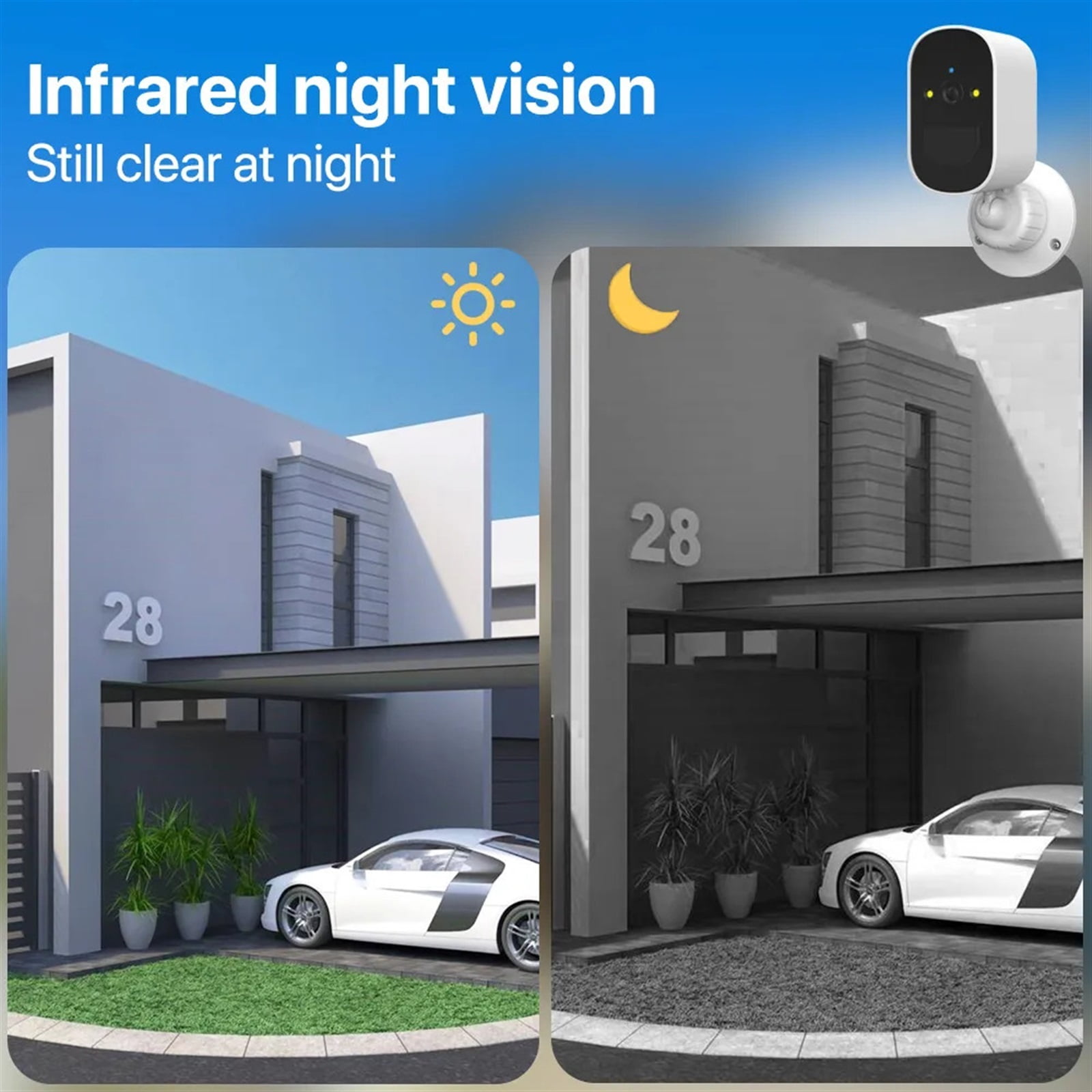 Camera 1080P HD Solar Outdoor Security Camera Wireless Built-in Battery Home Surveillance Bullet Camera Baby Monitor