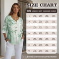 thumbnail image 7 of Xoenoiee Green Bamboo Leaves Print Womens 3/4 Sleeve Button Down Shirts Cotton Linen Tops V Neck Casual Loose Fit Blouses Pullover, XL, 7 of 7