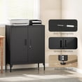 thumbnail image 1 of Metal Storage Cabinet Storage Cabinet with Lock, Steel Garage Cabinet with 2 Doors and 2 Adjustable Shelves, Lockable Horizontal File Cabinet for Home Office, Garage, Black, 1 of 3