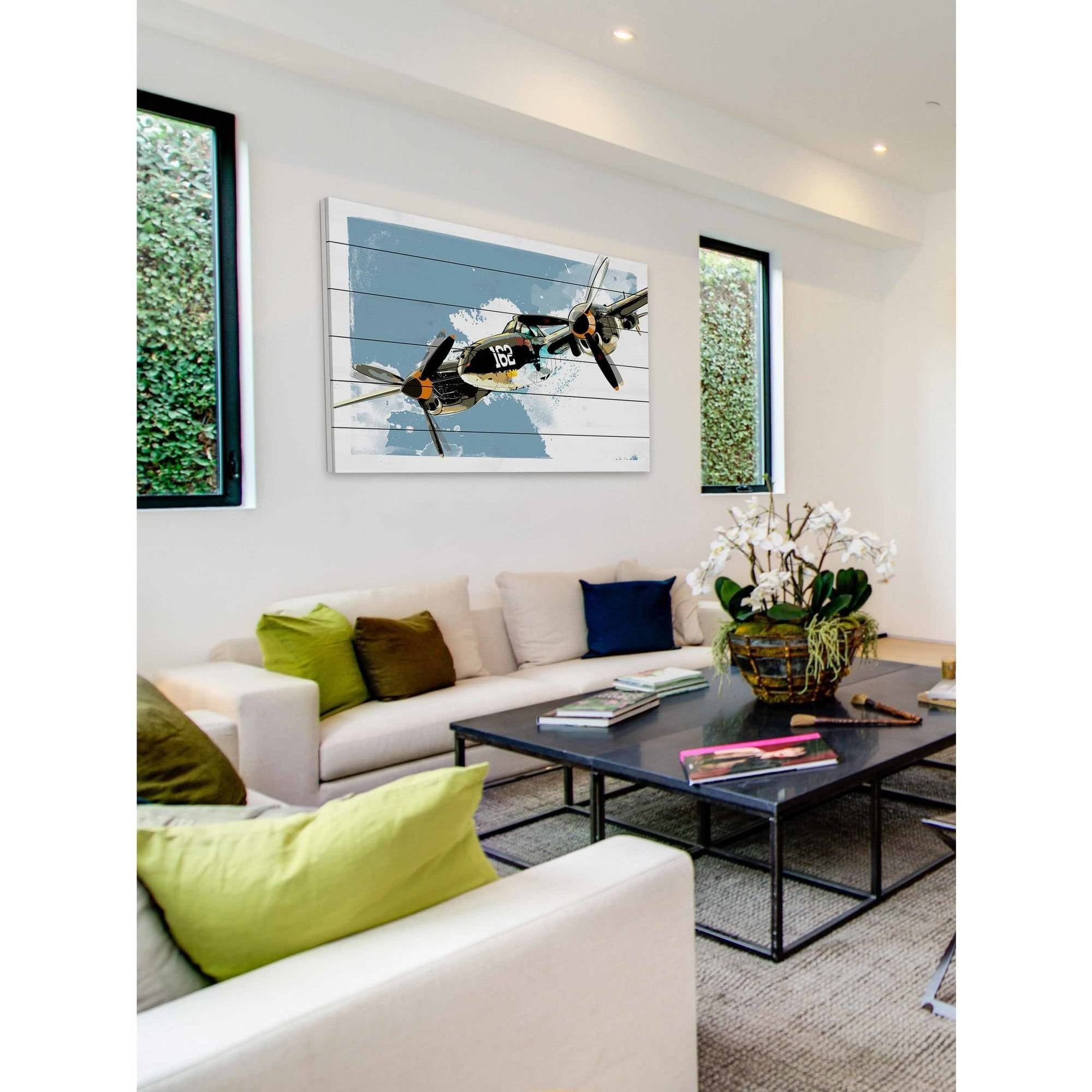 Marmont Hill "P38 Lightning" by Rick Martin Painting Print on White Wood