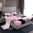 thumbnail image 1 of Erosebridal Geometric Bed Sheets Set Queen Size, Square Rectangle Bed Sheets Queen, Abstract Stripe Decor 4pcs, 1 of 7
