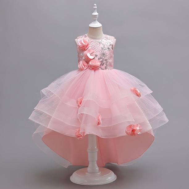 Vestido de niña vestido de princesa de cola vestido de niña de las flores vestido de pasarela presentadora de piano vestido de verano