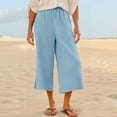 thumbnail image 7 of Palazzo Pants for Womens Summer Straight Wide Leg Beach Trousers High Waisted Put On Strech Pants Baggy Relaxed Fit Pants Formal Trendy Boho Trousers Holiday Beach Outfits withPockets, 7 of 7