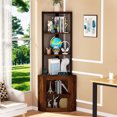 Corner Shelf with Doors 65” Corner & Wine Glass Rack 6 Tier