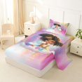 thumbnail image 2 of Castle Fairy Cute Angel Girl Twin Sheets 3pcs,Sparkle Cloud Pattern Bedding,Pink White,1 Fitted Sheet, 1 Flat Sheet and 1 Pillowcase, 2 of 6