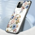 thumbnail image 6 of Feishell Compatible with iPhone 16 Pro Max Flower Pattern Case with Diamond Ring Holder Support Magnetic Car Mount,Shockproof Luxury Glossy Glass Slim Phone Case for Women Girls,C, 6 of 11