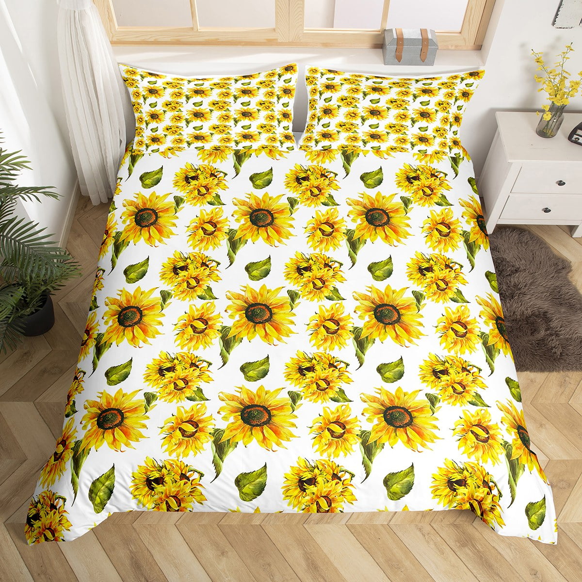 Sunflower Duvet Cover Queen Sunflowers Bedding Set Farmhouse Wild
