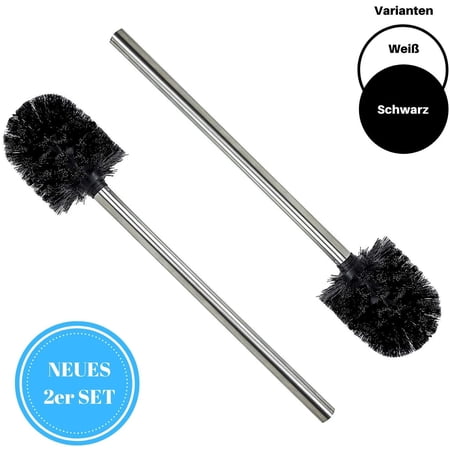 Toilet Brush Replacement Heads - Pack Of 6, Black Plastic, 8cm Diameter, Fits Most Toilet Brushes