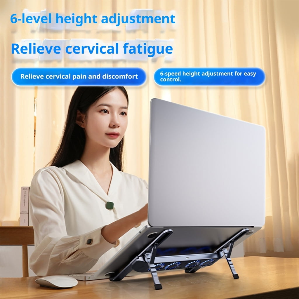 Quiet Aluminum Laptop Coolers Foldable Design Multiple Angled Stand For Tablets 10-17inch Portable Cooling System