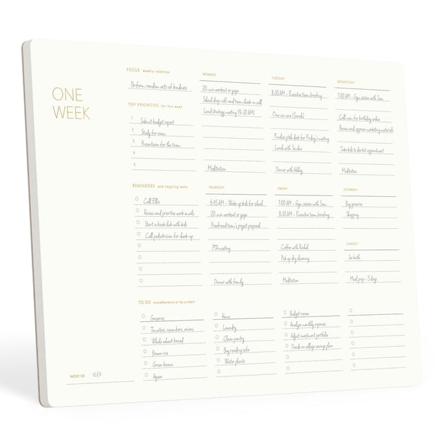 Bloc planificador de escritorio Pinesman One Week A4 con detalles en foil dorado