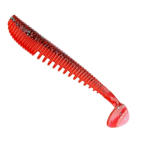 4Pcs 5.1in Ribbed T-Tail Soft Fishing Lure with Glitter Two-Tone Finesse Swimbaits for Bass and Long Casting Versatile Bionic Bait for Saltwater Use a
