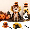thumbnail image 2 of Halloween Pet Costume Set Adjustable Decor Top Hat & Cloak Holiday Cosplay Dress‑up Outfit Photo Prop for Cats and Small Dogs, 2 of 6