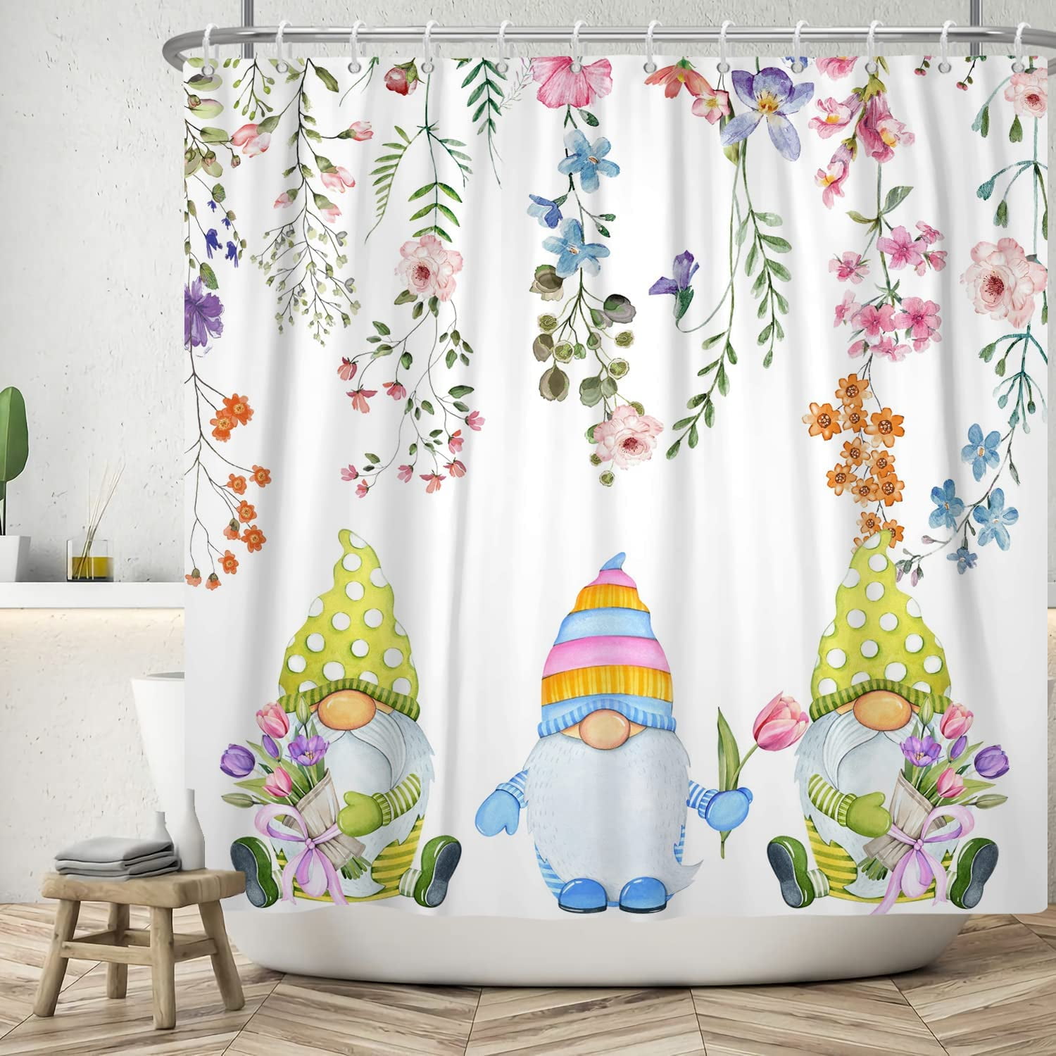aoselan Boho Mushroom Modern Shower Curtain Groovy Pastel Rainbow 70s  Bathroom Decor Funky Colorful Retro Boho Floral Geometric Shower Curtain  Waterproof Polyester Fabric with Hooks, 72x72 Inch 