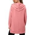 thumbnail image 6 of Otntypg Lightweight Hoodies for Women with Pockets Casual Split Hem Long Sleeve Hooded Pullover Sweatshirts Trendy Solid Color Basic Athletic Tunic Blouse Pink L, 6 of 10