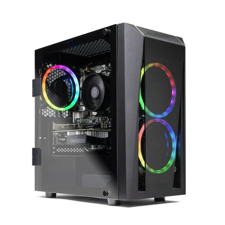 SkyTech Blaze II Gaming Computer PC Desktop – Ryzen 5 2600 6-Core 3.4 GHz, NVIDIA GeForce GTX 1650 4G, 500G SSD, 8GB DDR4, RGB, AC WiFi, Windows 10 Home 64-bit