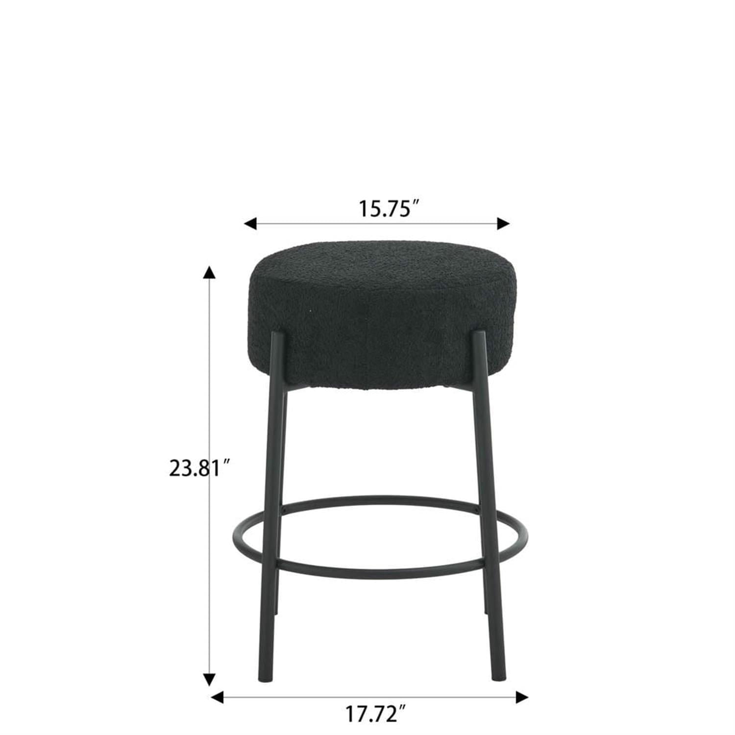 Demi Bonn 24" Counter Height Bar Stools Set of 2, Upholstered Barstools, Kitchen Island Countertop Chairs for Dining Room, Black