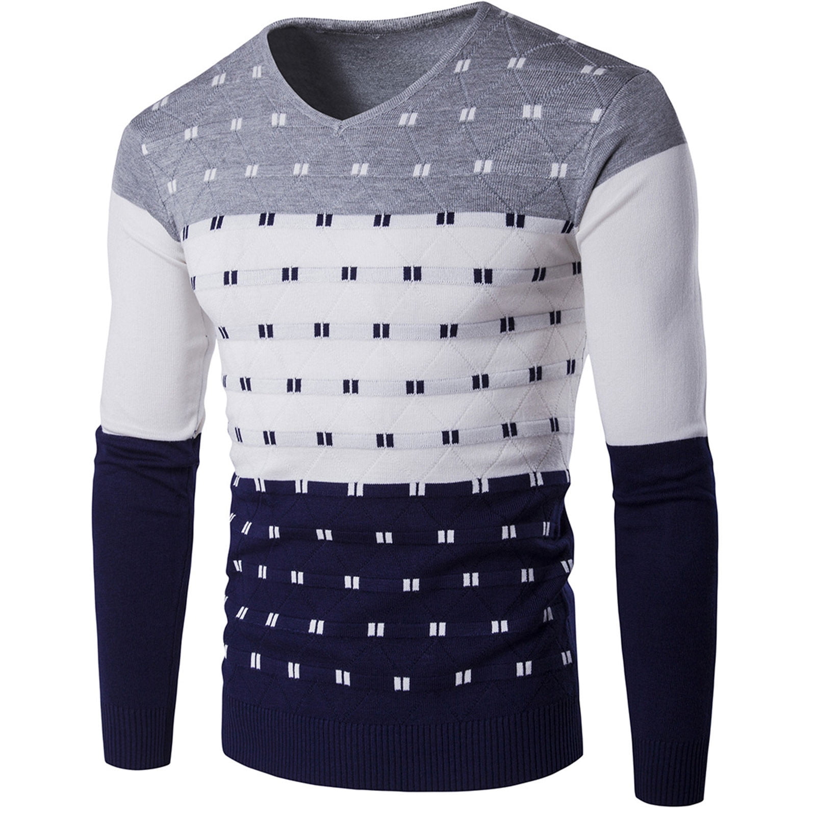 QIPOPIQ Men's Essential Long Sleeve Cotton V-Neck Pullover Sweater Clearance