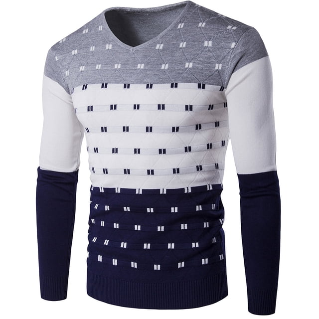 QIPOPIQ Chandail Essentiel pour Homme à Manches Longues en Coton à Col en V, Chandail, Liquidation