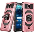 thumbnail image 2 of Compatible for Nokia C100 Case with Tempered Glass Screen Protector [Military Grade] Ring Car Magnetic Mount Kickstand Shockproof Phone Cover - Pink, 2 of 7